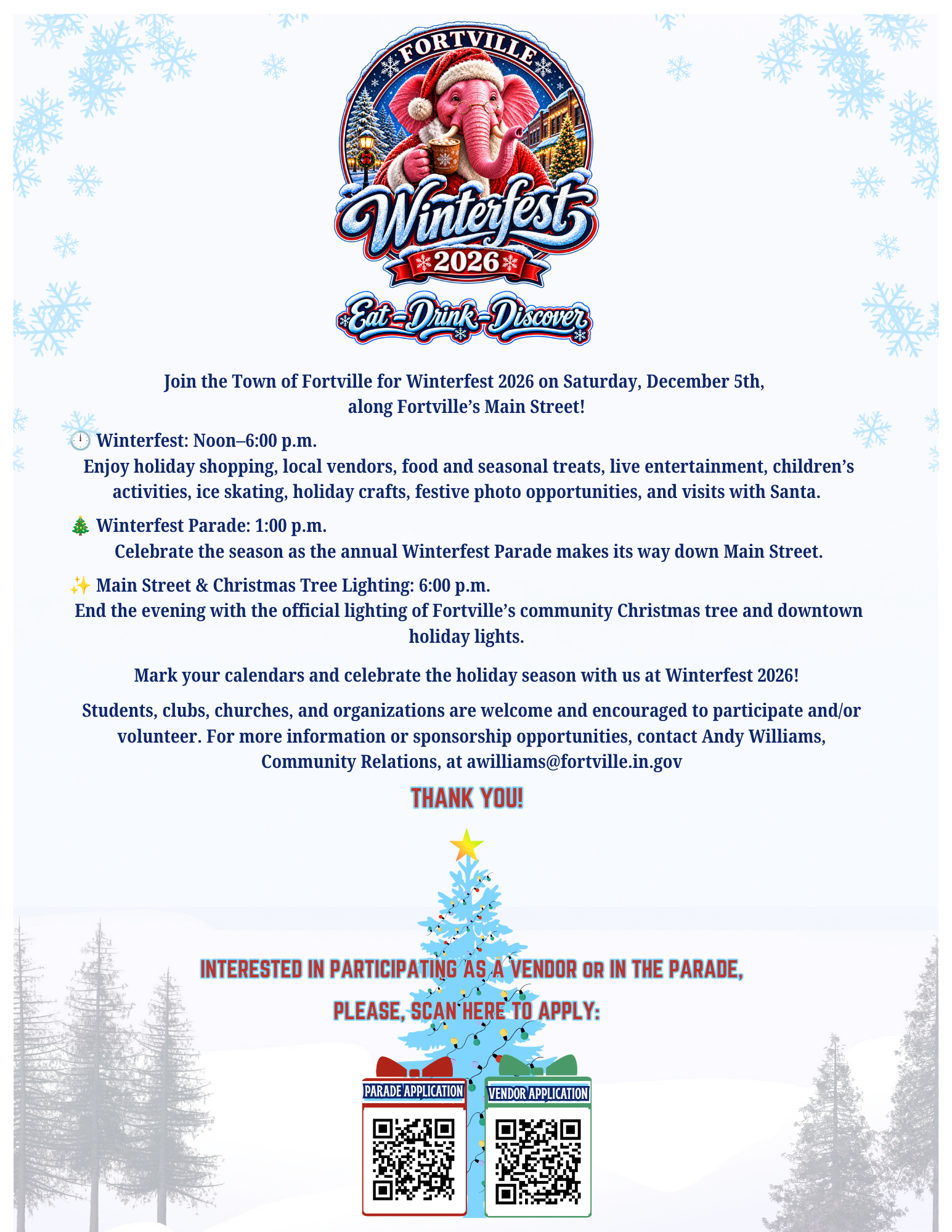 Fortville Winterfest 2026: Sat. Dec. 5th | Noon - 6 P.M.